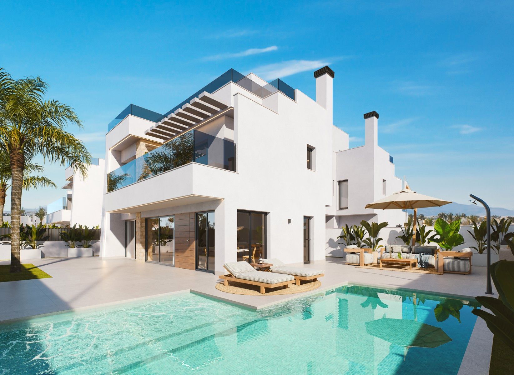 Vista exterior de Casa o xalet en venda en Los Alcázares amb Aire condicionat, Jardí privat i Terrassa