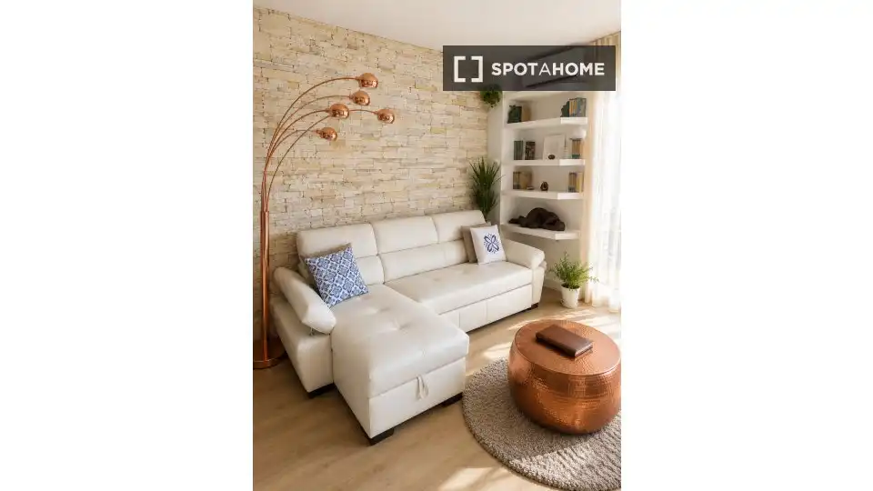 Sala d'estar de Apartament per a compartir en Montgat amb Aire condicionat, Terrassa i Moblat