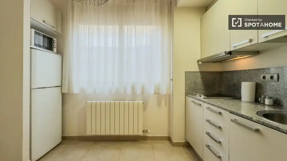 Cuina de Pis de lloguer en Barcelona amb Aire condicionat, Calefacció i Moblat