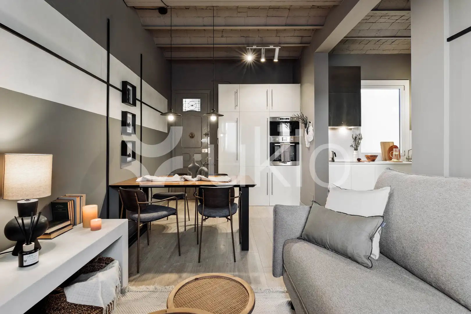 Sala de estar de Apartamento de alquiler en Barcelona con Aire acondicionado, Calefacción y Amueblado