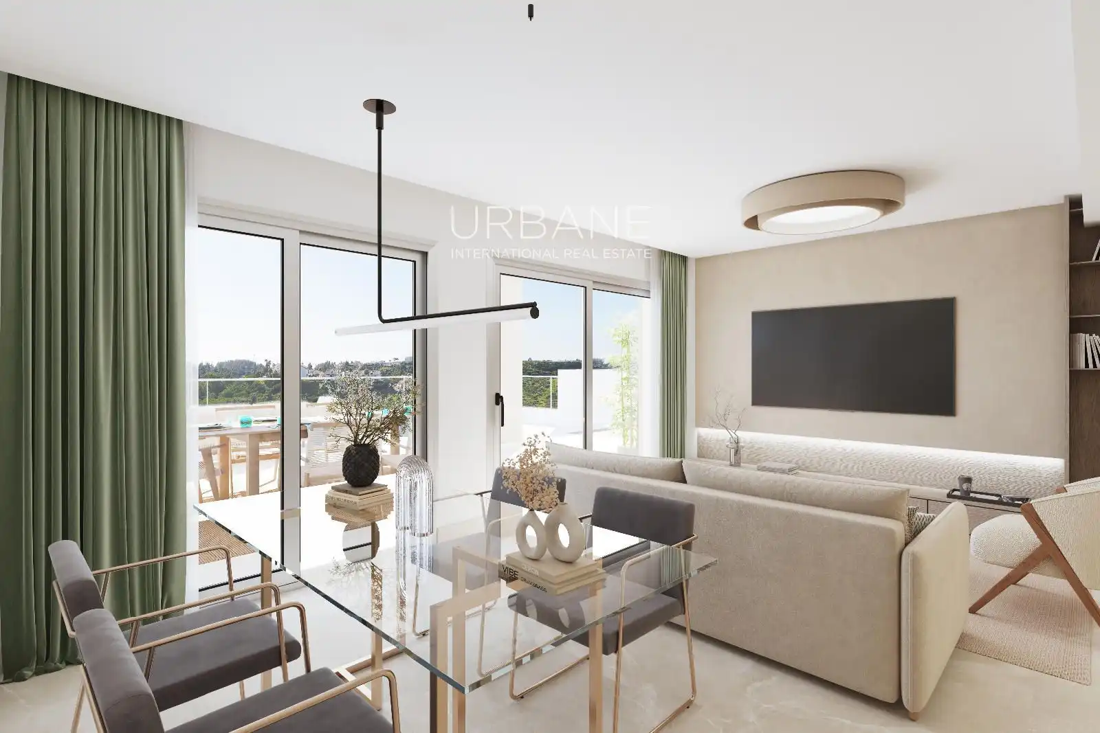 Sala de estar de Piso en venta en Mijas con Aire acondicionado, Terraza y Piscina