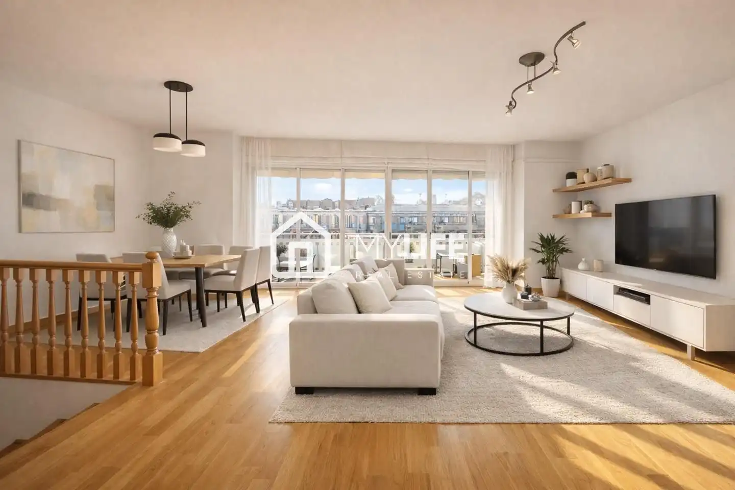 Sala d'estar de Àtic en venda en Barcelona amb Aire condicionat, Calefacció i Parquet