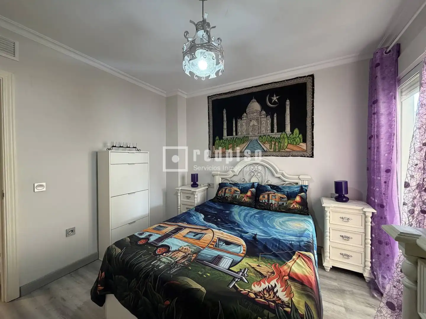 Schlafzimmer von Wohnung zur Miete in Málaga mit Klimaanlage, Heizung und Privatgarten