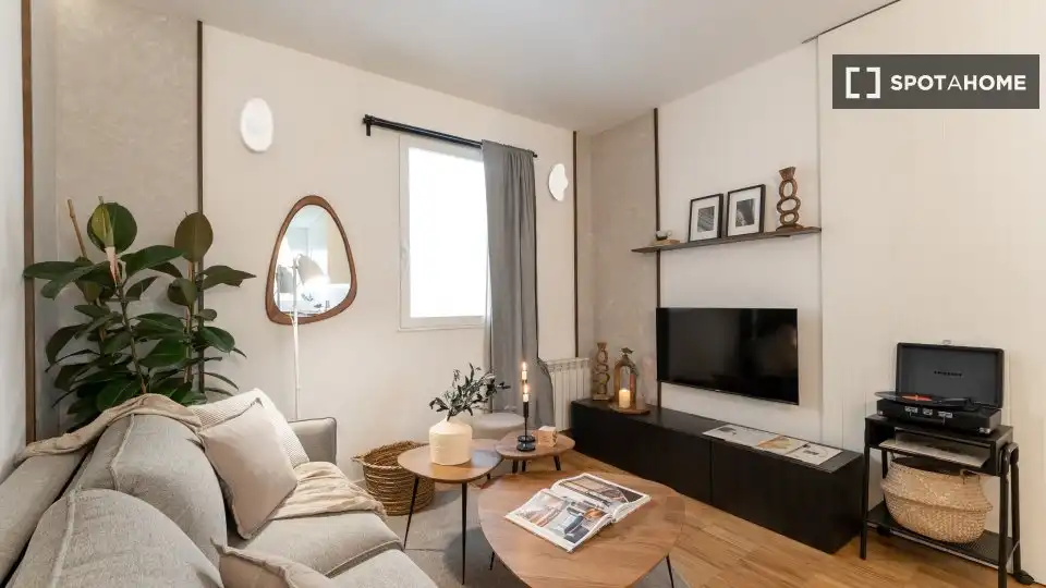 Living room of Flat for rent in Madrid  with Air Conditioner, Heating and Furnished