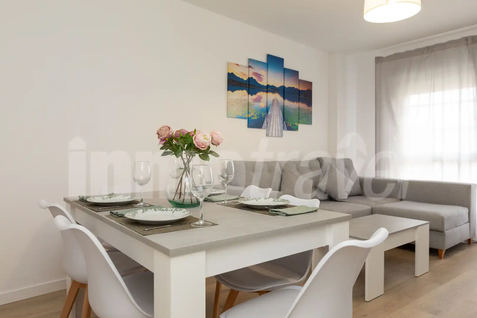 Dining room of Flat for rent in Sanxenxo  with Heating, Parquet flooring and Furnished