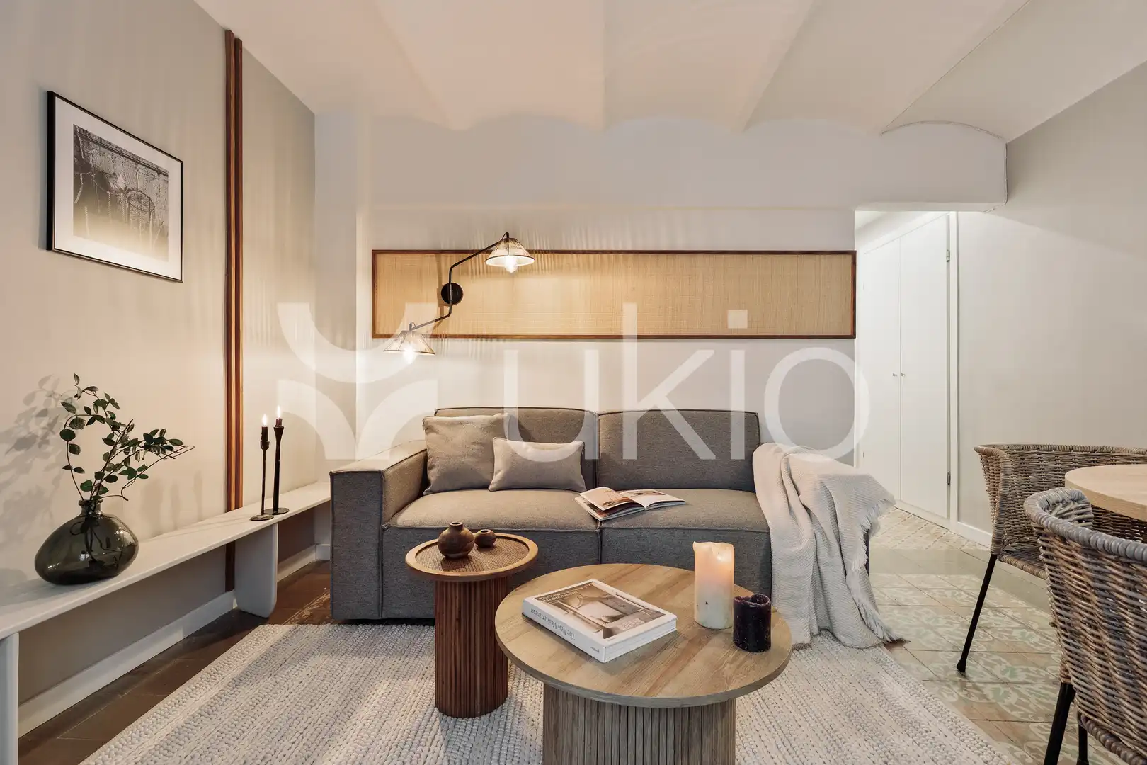 Sala de estar de Apartamento de alquiler en Barcelona con Aire acondicionado, Calefacción y Amueblado