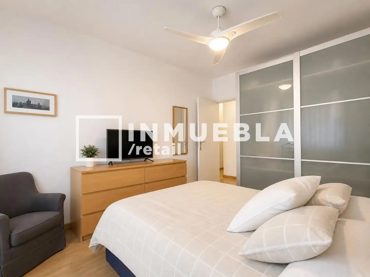 Schlafzimmer von Wohnung zum Verkauf in Barcelona mit Heizung, Parkett und Terrasse