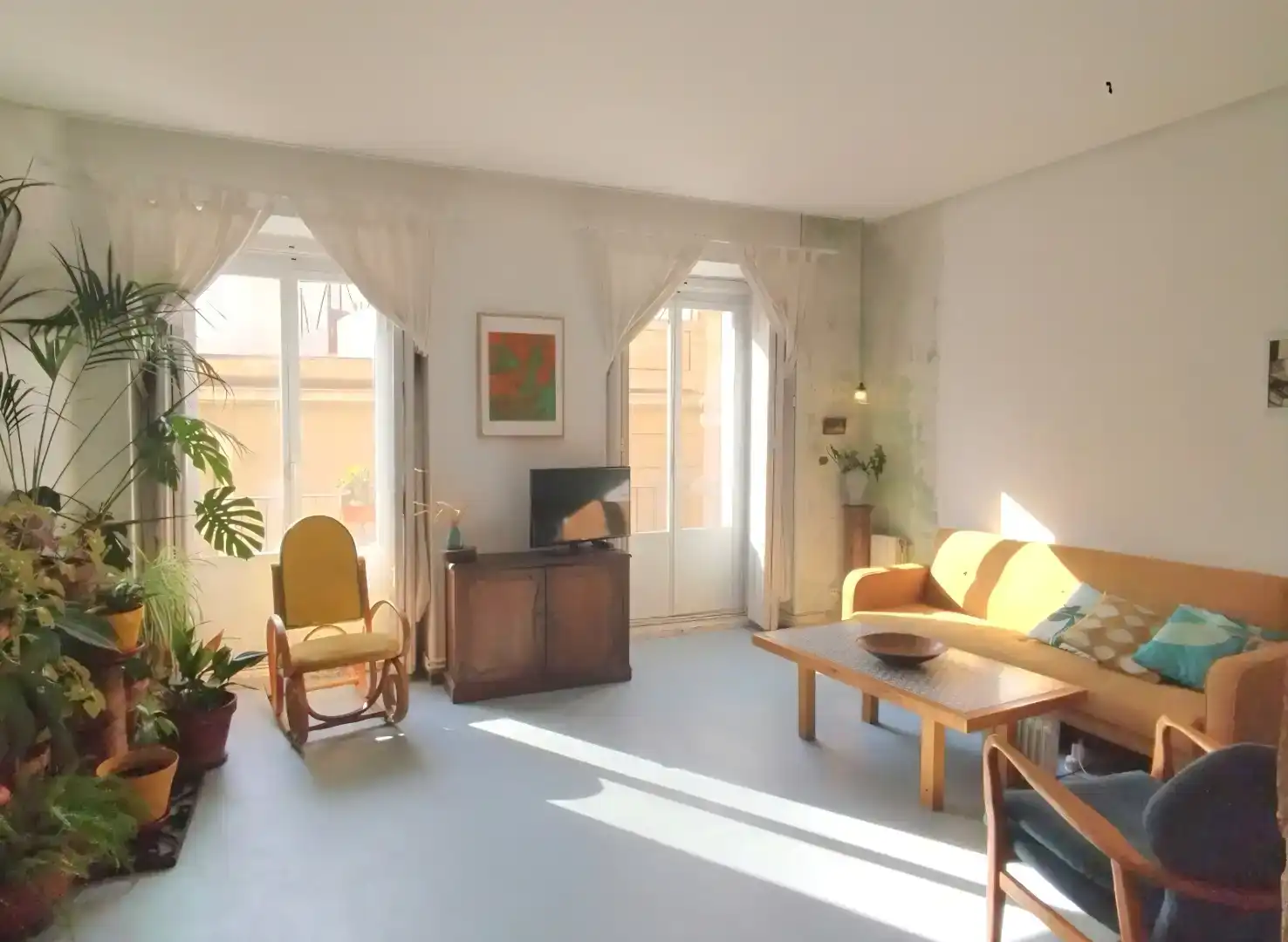 Sala d'estar de Loft de lloguer en  Madrid Capital amb Balcó