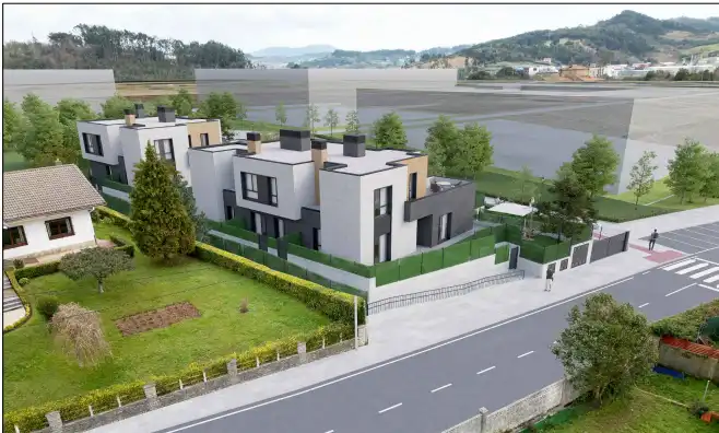 Vista exterior de Casa adosada en venta en Berango con Calefacción, Parquet y Terraza