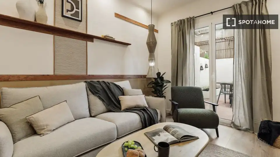 Sala de estar de Piso de alquiler en Barcelona con Aire acondicionado, Calefacción y Amueblado