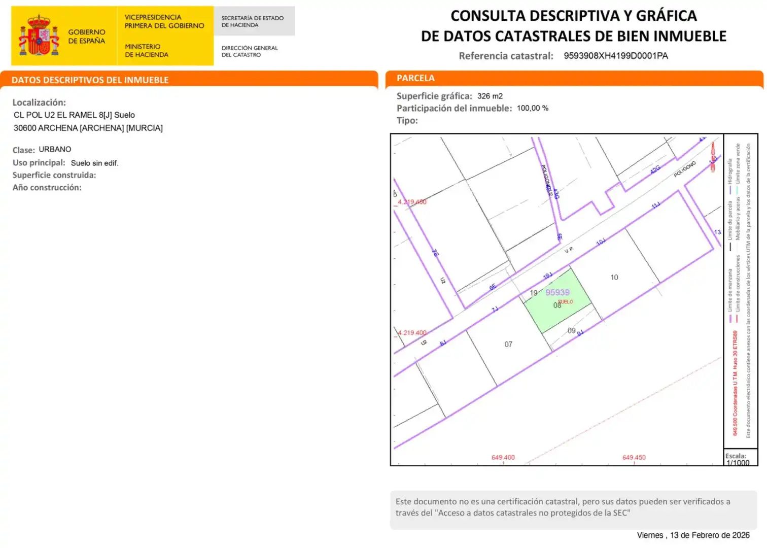 Rural land for sale in Archena - Calle Polígono U2 el Ramel, imagen 4