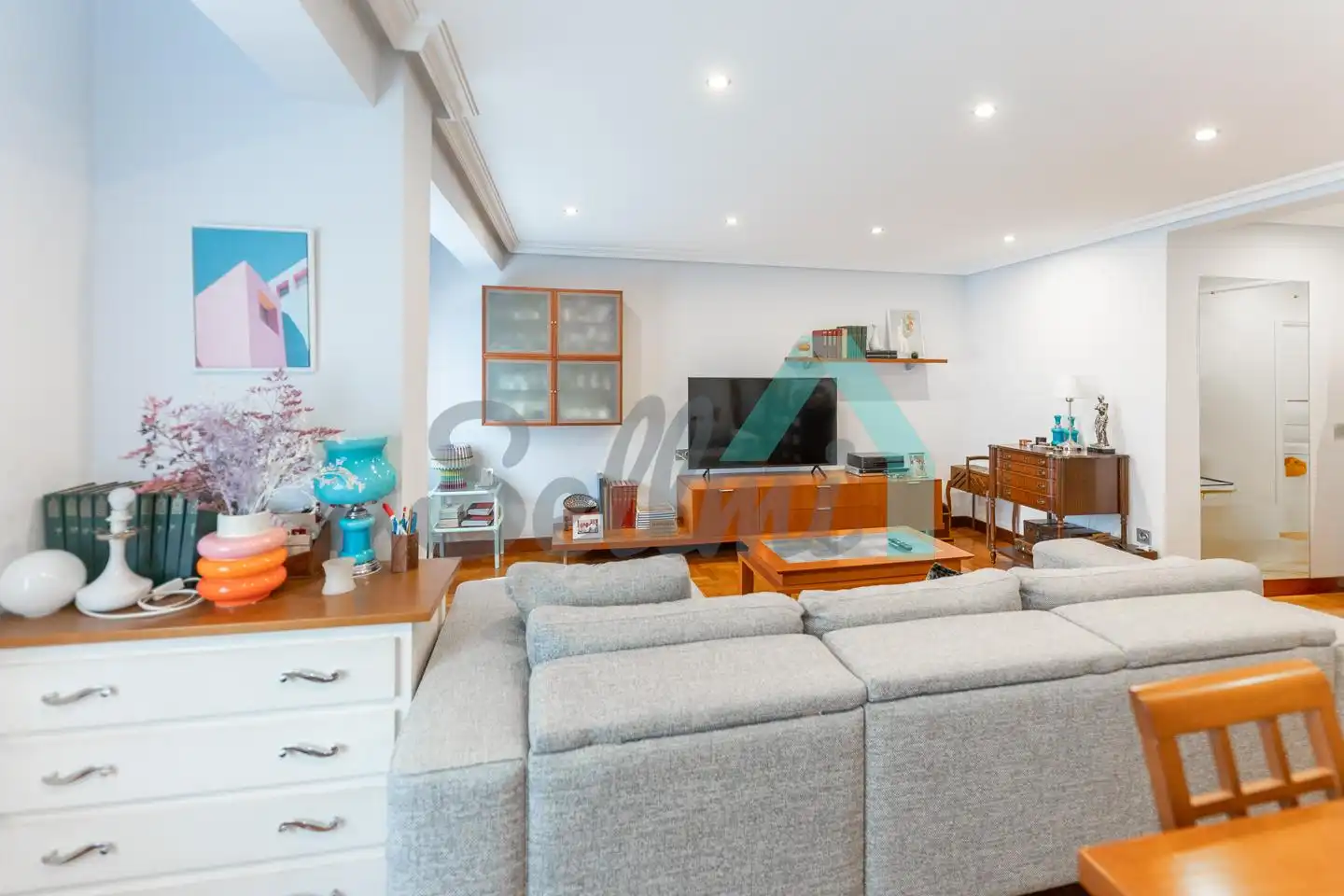 Sala de estar de Piso de alquiler en Gijón  con Calefacción, Parquet y Amueblado