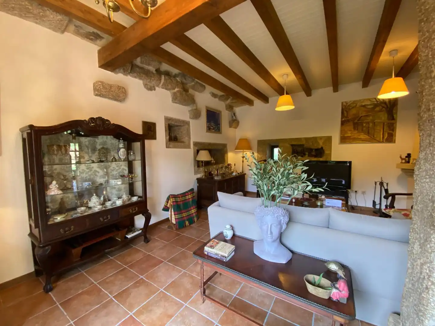 Sala de estar de Casa o chalet en venta en Leiro con Calefacción, Jardín privado y Parquet