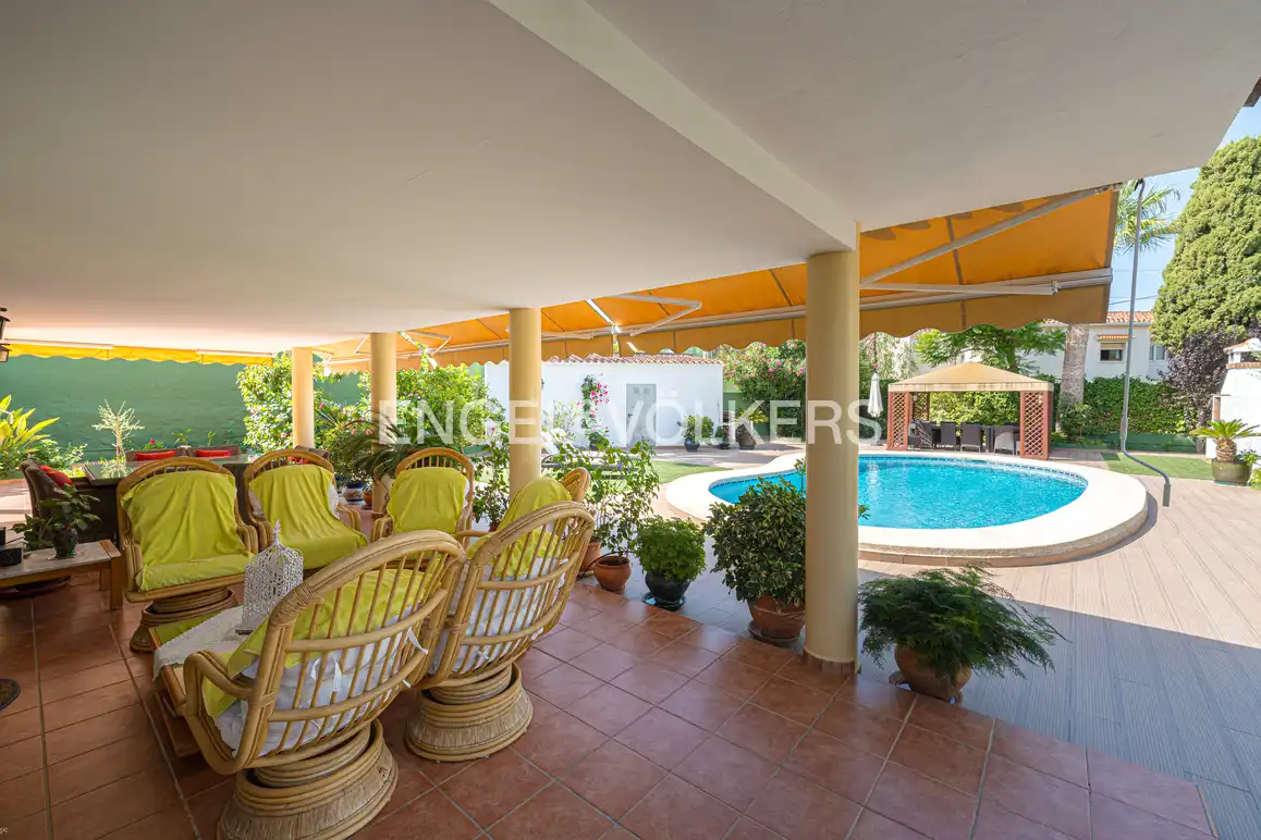 Terraza de Casa o chalet en venta en Benidorm con Aire acondicionado, Jardín privado y Piscina