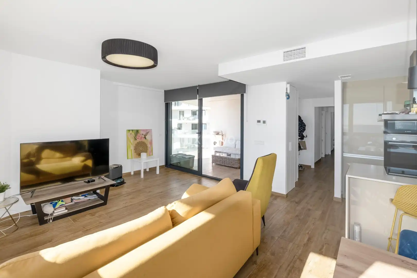 Wohnzimmer von Wohnung zum Verkauf in Villajoyosa / La Vila Joiosa mit Klimaanlage, Privatgarten und Terrasse