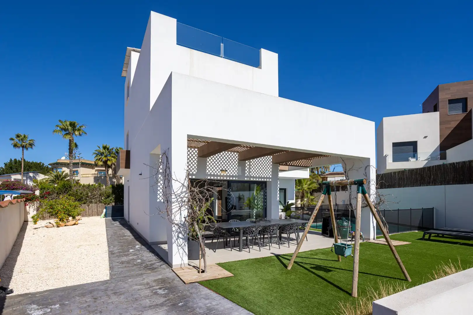 Vista exterior de Casa o chalet en venta en Rojales con Aire acondicionado, Jardín privado y Terraza