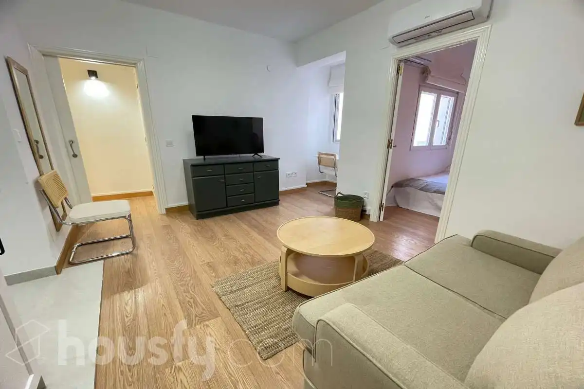 Living room of Flat for rent in Madrid  with Air Conditioner, Heating and Parquet flooring