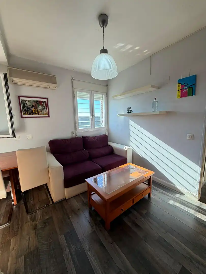 Sala d'estar de Àtic de lloguer en Madrid amb Aire condicionat, Calefacció i Moblat