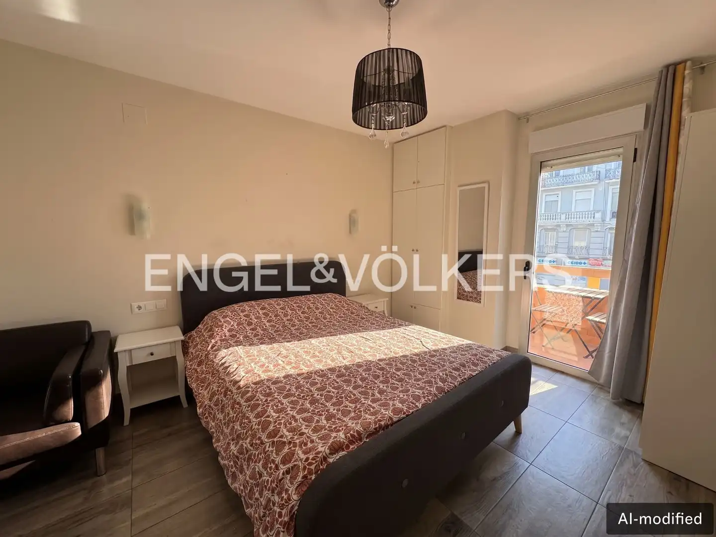 Schlafzimmer von Wohnung zur Miete in Valencia mit Klimaanlage, Heizung und Terrasse
