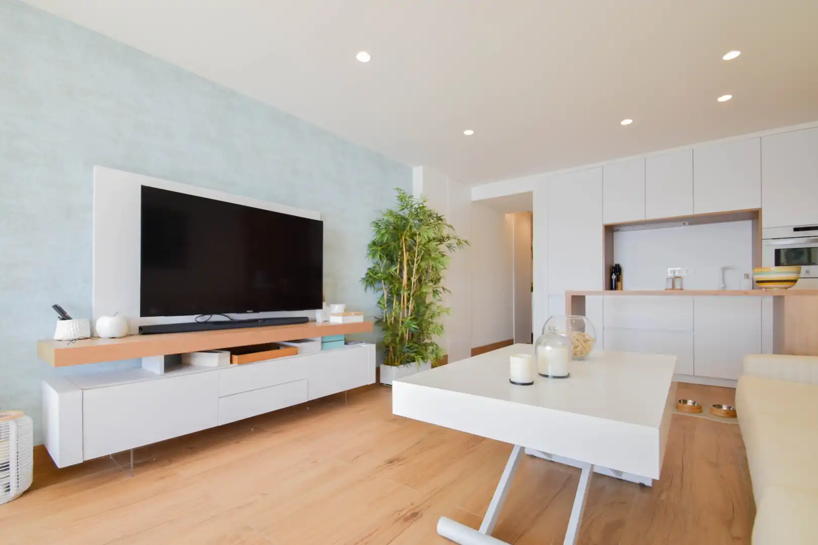 Living room of Flat for sale in Almuñécar  with Parquet flooring, Terrace and Furnished