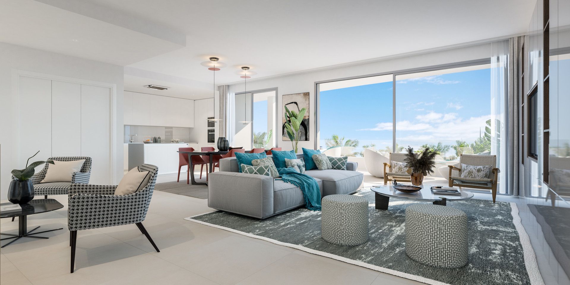 Sala d'estar de Apartament en venda en Marbella amb Aire condicionat, Terrassa i Piscina