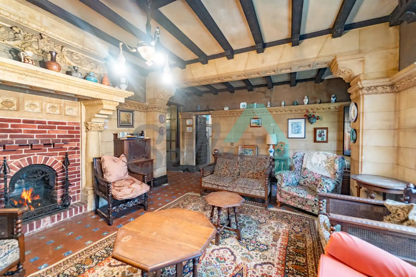 Sala d'estar de Casa o xalet en venda en Piloña amb Jardí privat, Parquet i Terrassa