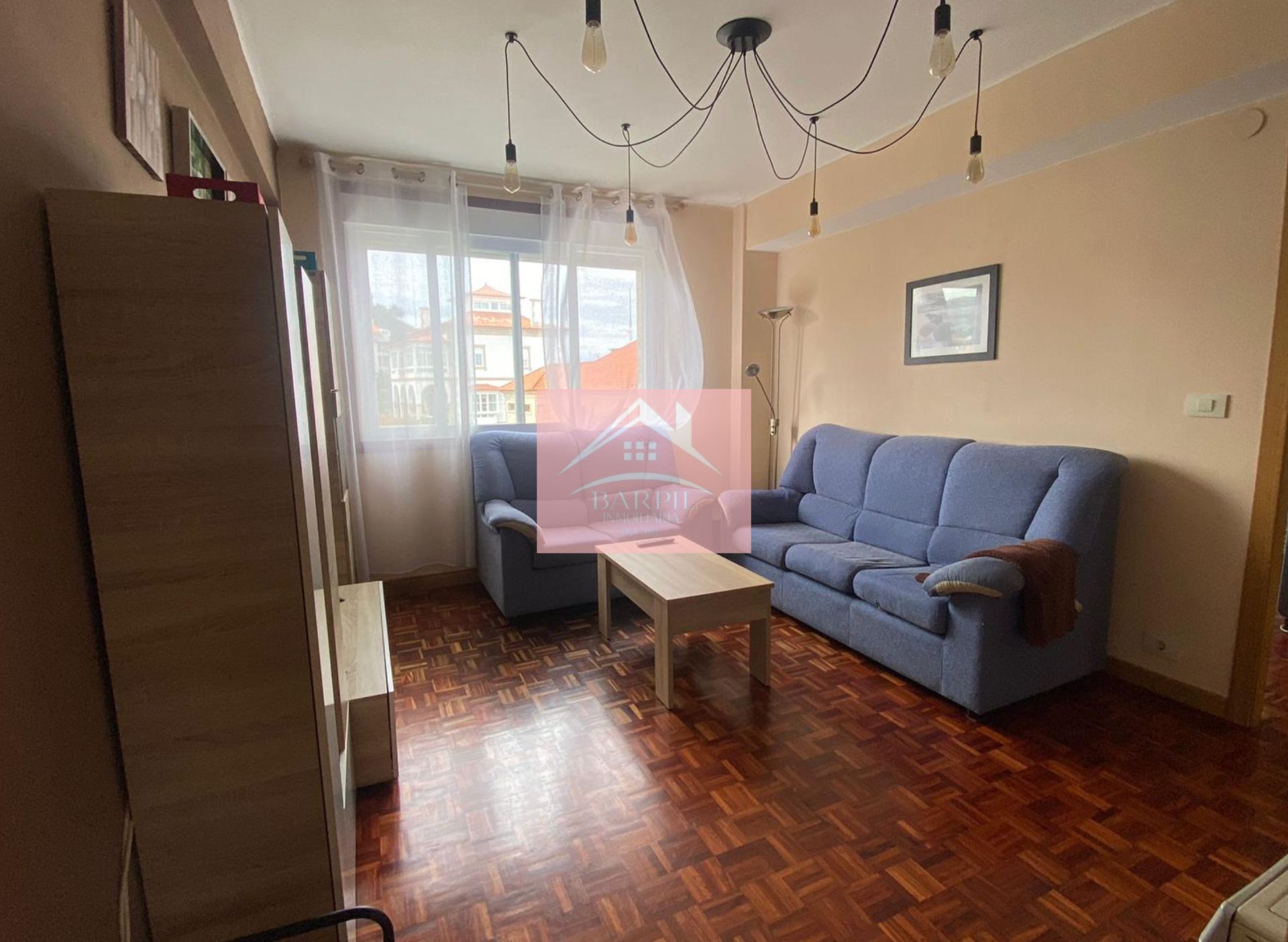 Living room of Flat to rent in Baiona  with Heating, Parquet flooring and Furnished