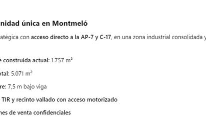 Vista exterior de Nau industrial en venda en Montmeló amb Calefacció i Alarma