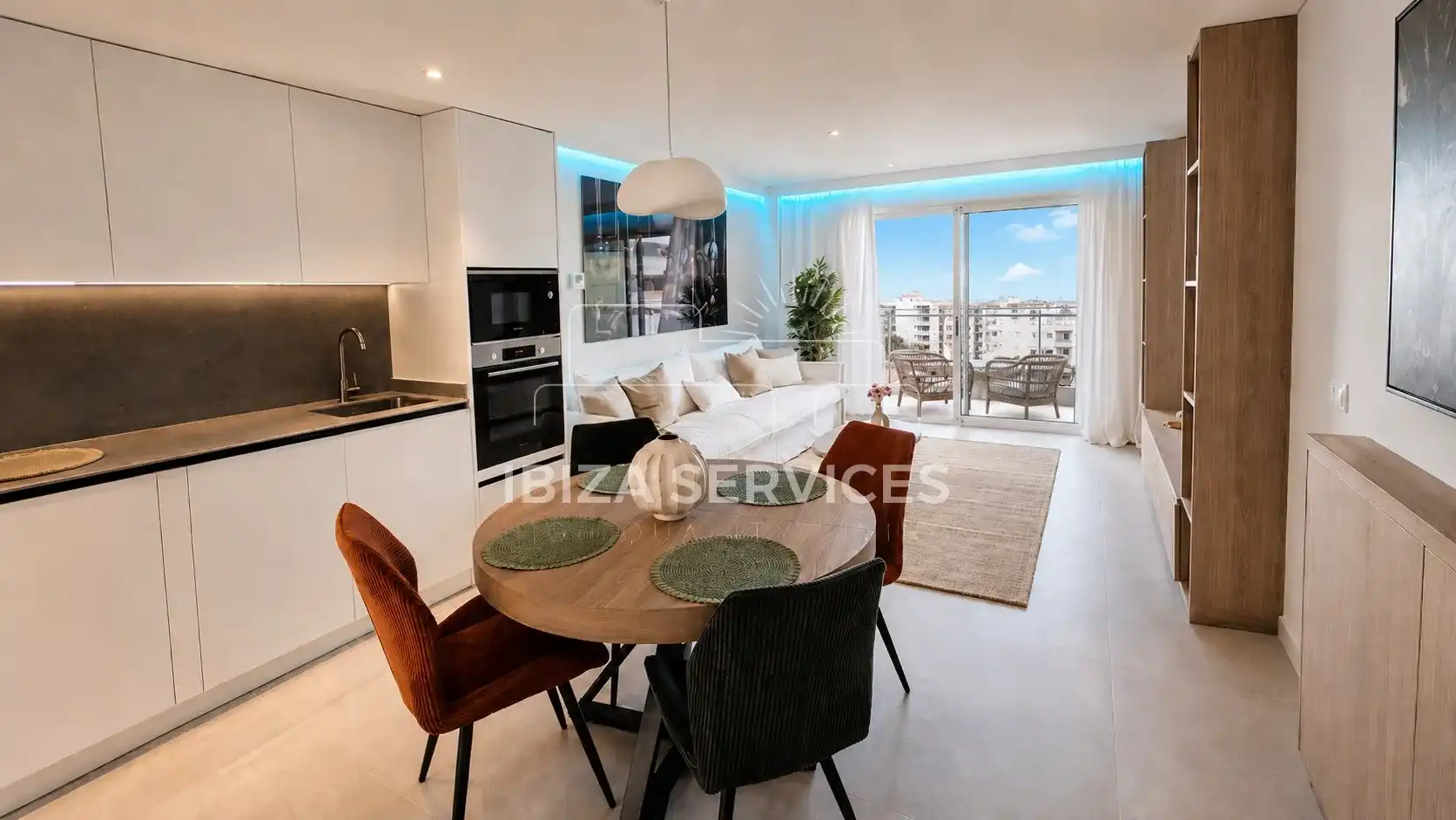 Living room of Flat for rent in Eivissa  with Air Conditioner, Private garden and Swimming Pool