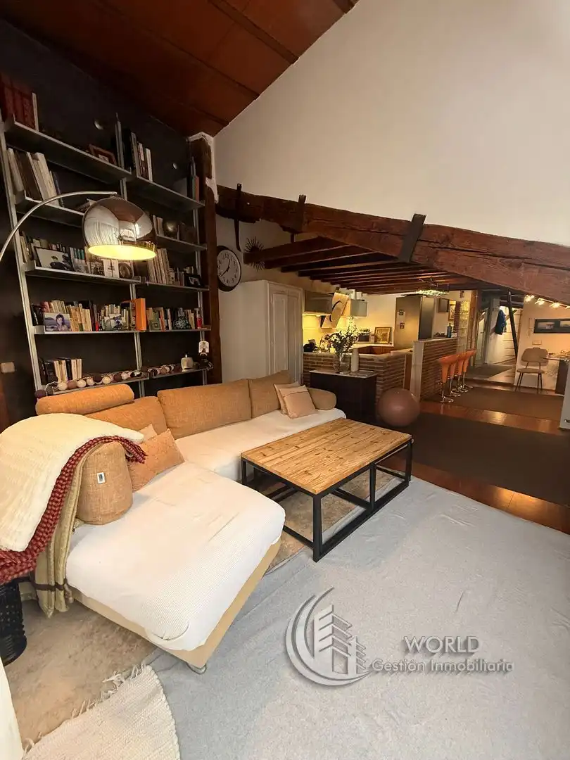 Wohnzimmer von Dachboden zur Miete in Madrid mit Klimaanlage, Heizung und Terrasse