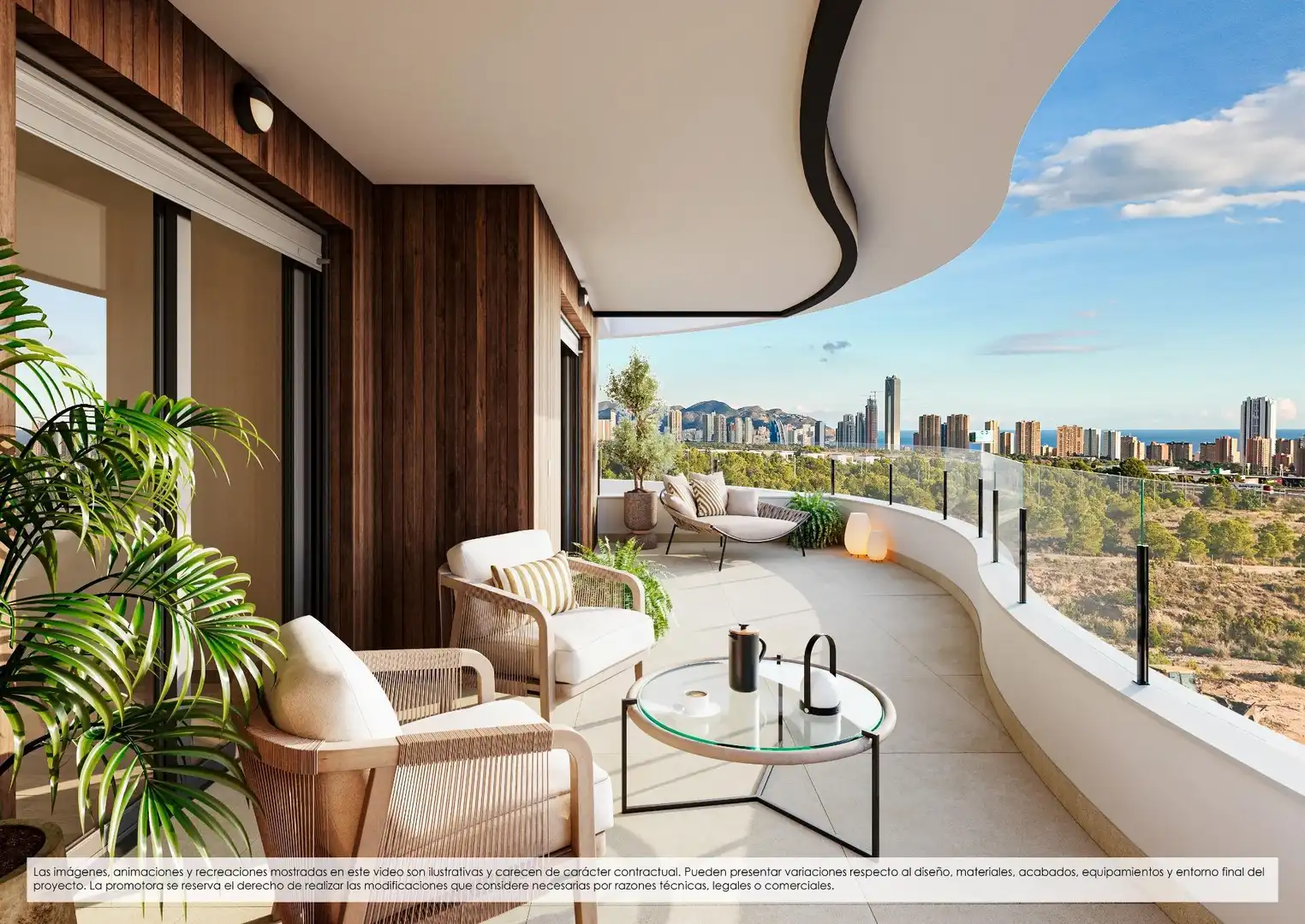 Terrasse von Wohnungen zum Verkauf in Benidorm mit Klimaanlage, Heizung und Privatgarten