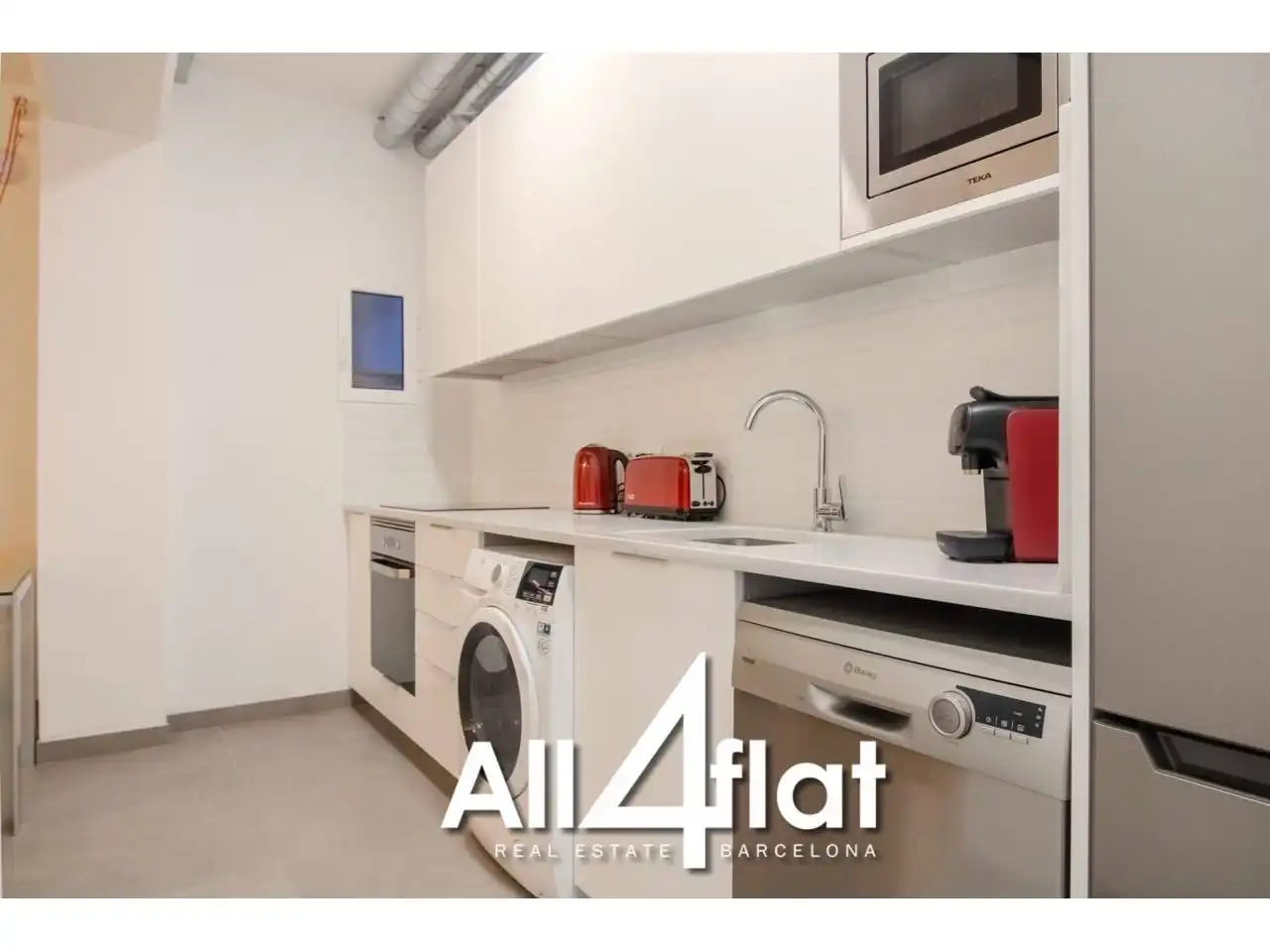 Küche von Wohnung zur Miete in Barcelona mit Klimaanlage, Heizung und Möbliert