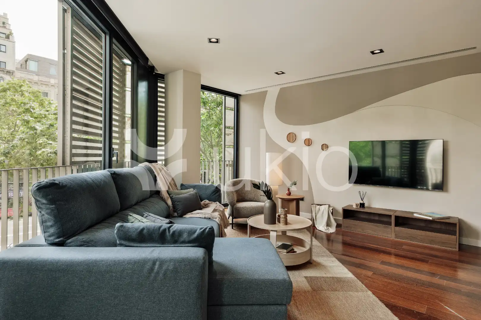 Sala de estar de Apartamento de alquiler en Barcelona con Aire acondicionado, Calefacción y Amueblado