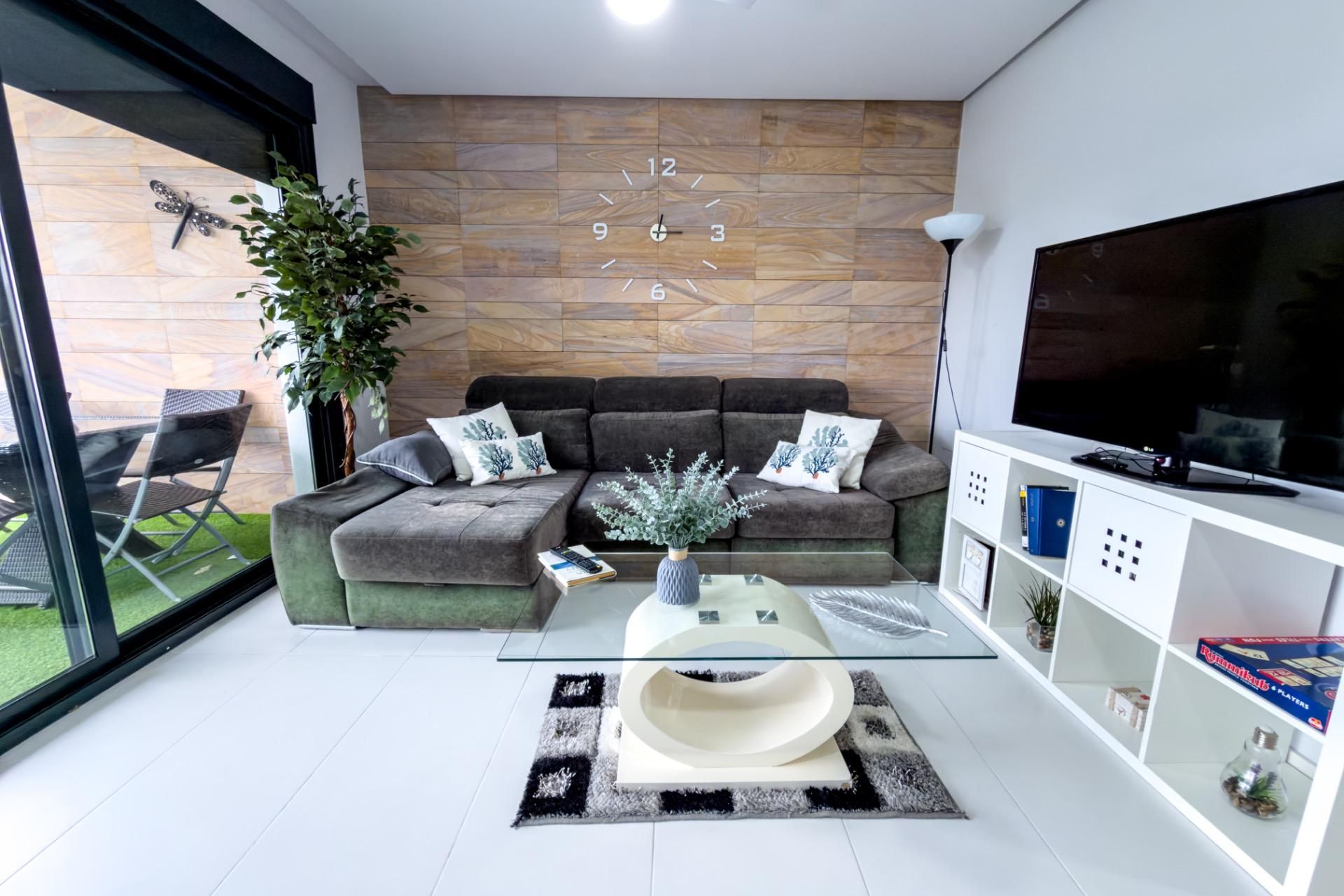 Sala d'estar de Planta baixa en venda en Pilar de la Horadada amb Aire condicionat, Jardí privat i Terrassa