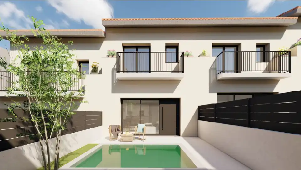 Vista exterior de Casa adosada en venta en Torelló con Calefacción, Jardín privado y Parquet