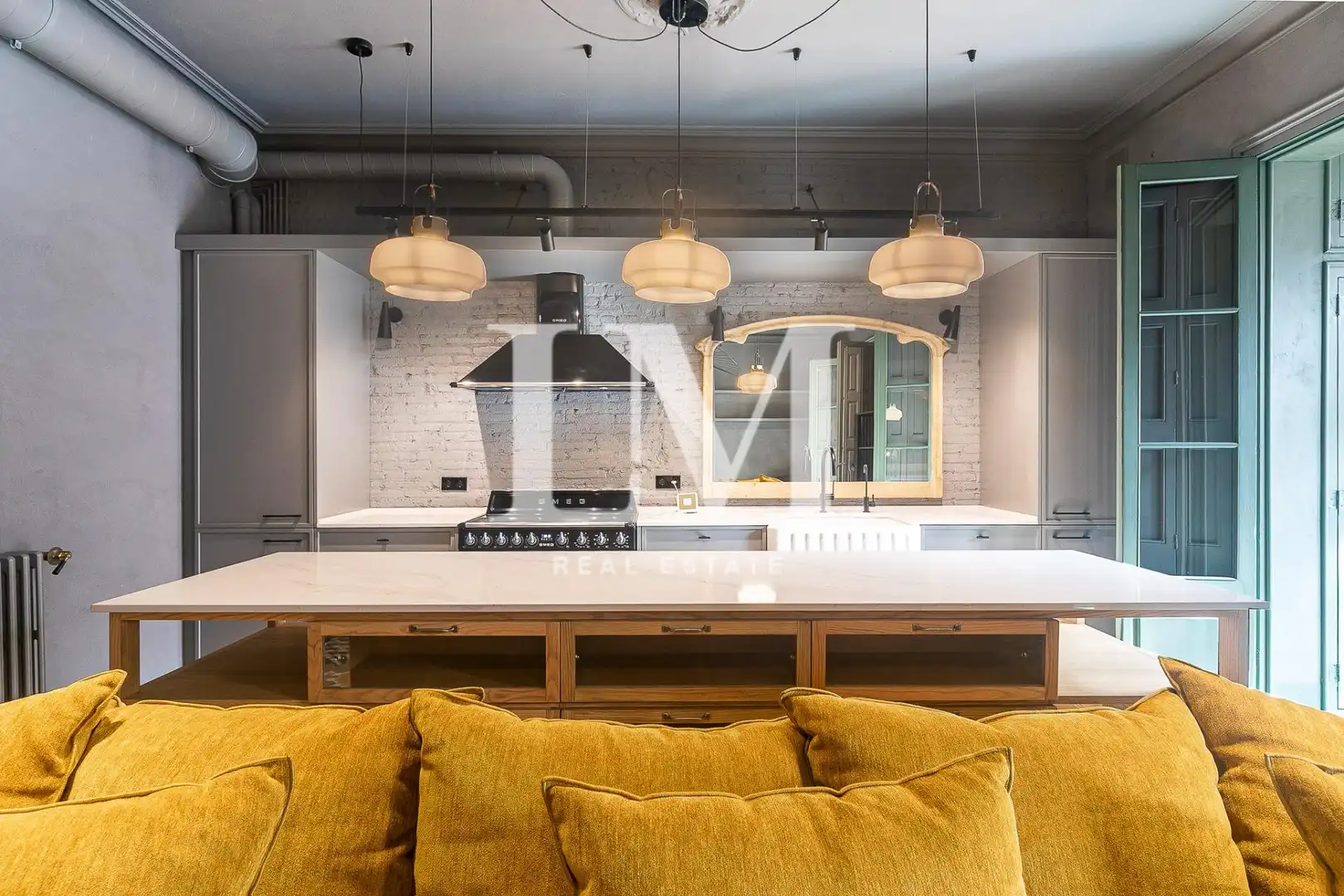 Cocina de Apartamento de alquiler en Barcelona con Aire acondicionado, Calefacción y Terraza