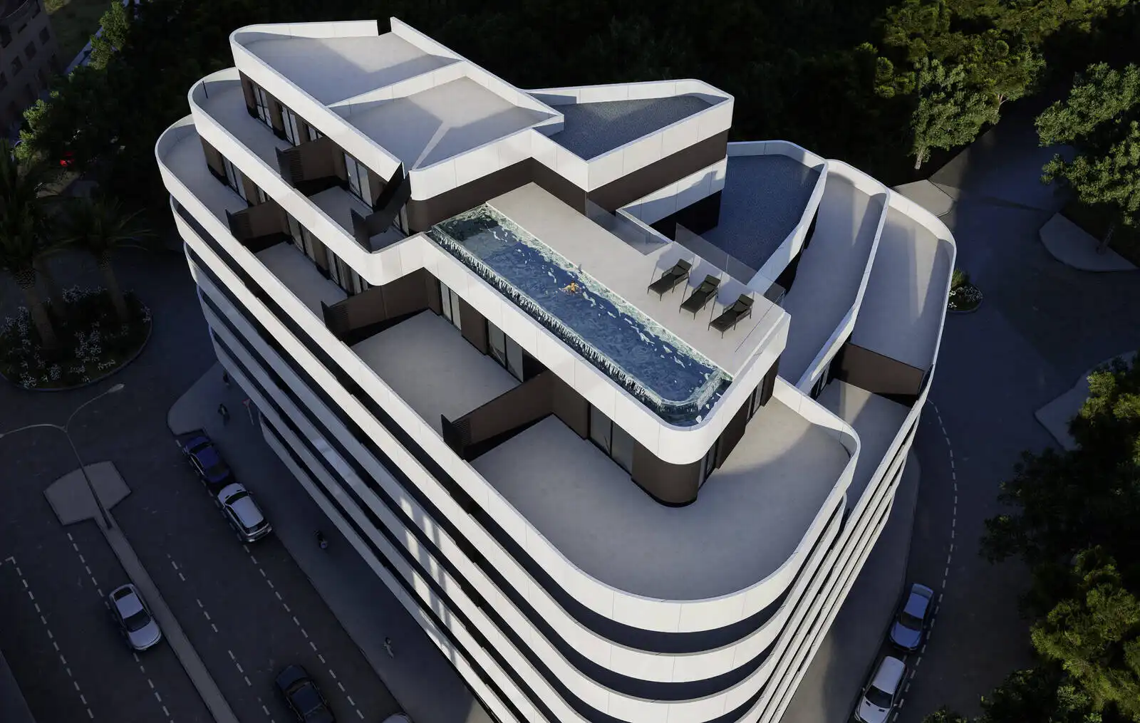 Schwimmbecken von Wohnungen zum Verkauf in Calpe / Calp mit Klimaanlage, Terrasse und Balkon