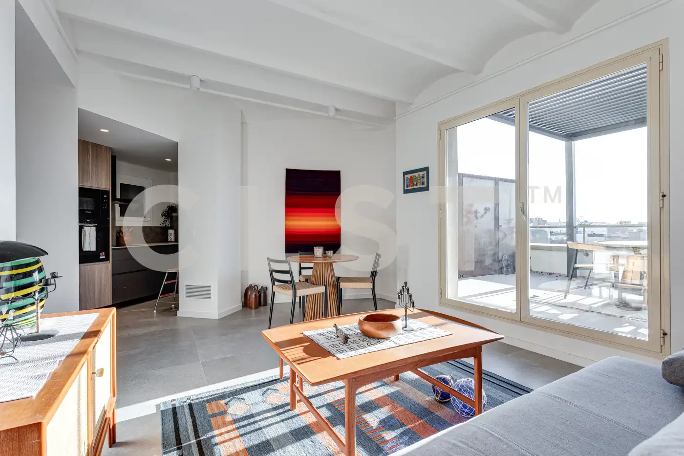 Wohnzimmer von Dachboden zur Miete in Barcelona mit Klimaanlage, Heizung und Terrasse