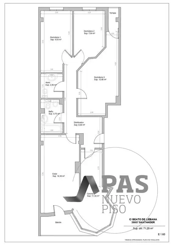 Piso en venta en Santander con Calefacción, Terraza y Trastero
