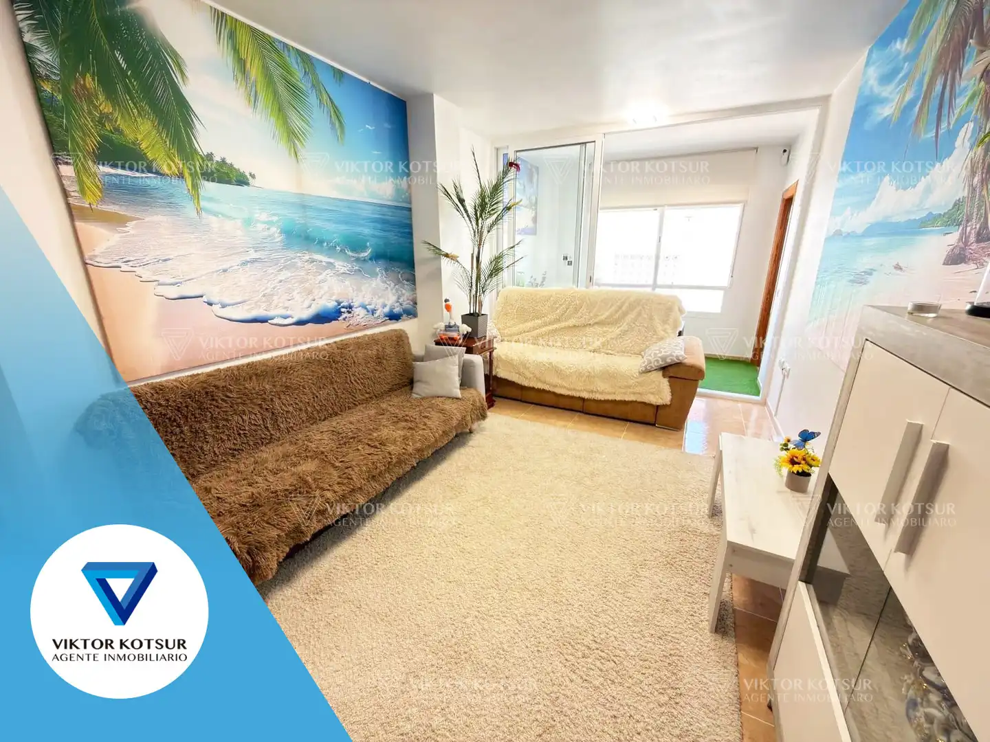 Wohnzimmer von Wohnung zum Verkauf in Roquetas de Mar mit Klimaanlage, Terrasse und Möbliert