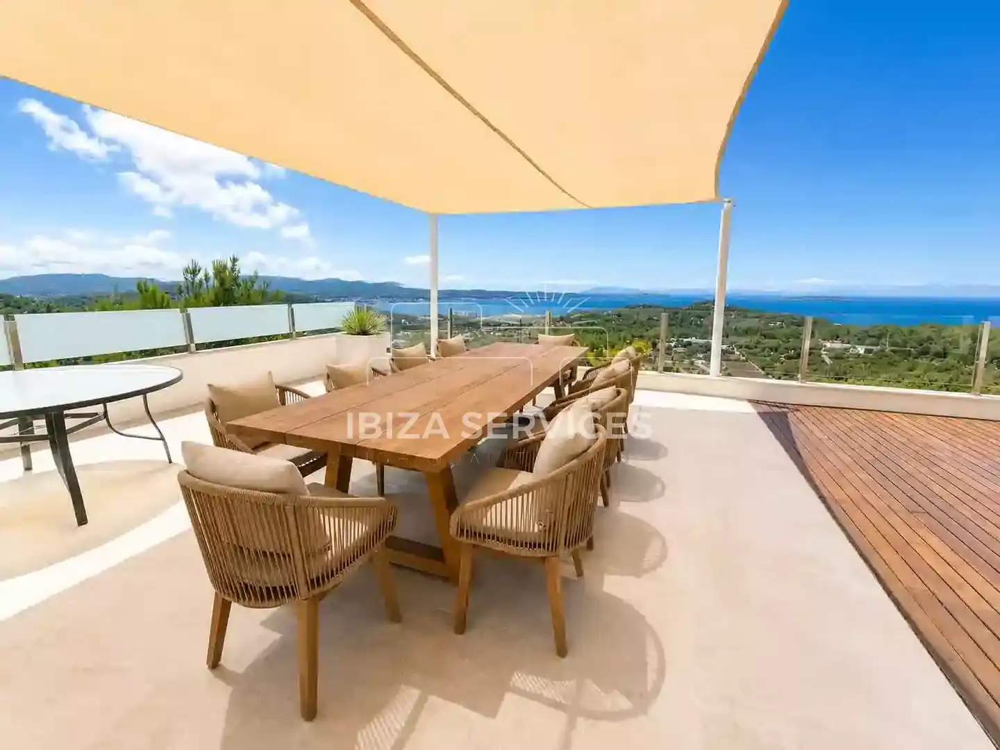 Terraza de Casa o chalet de alquiler en Sant Antoni de Portmany con Aire acondicionado, Jardín privado y Piscina
