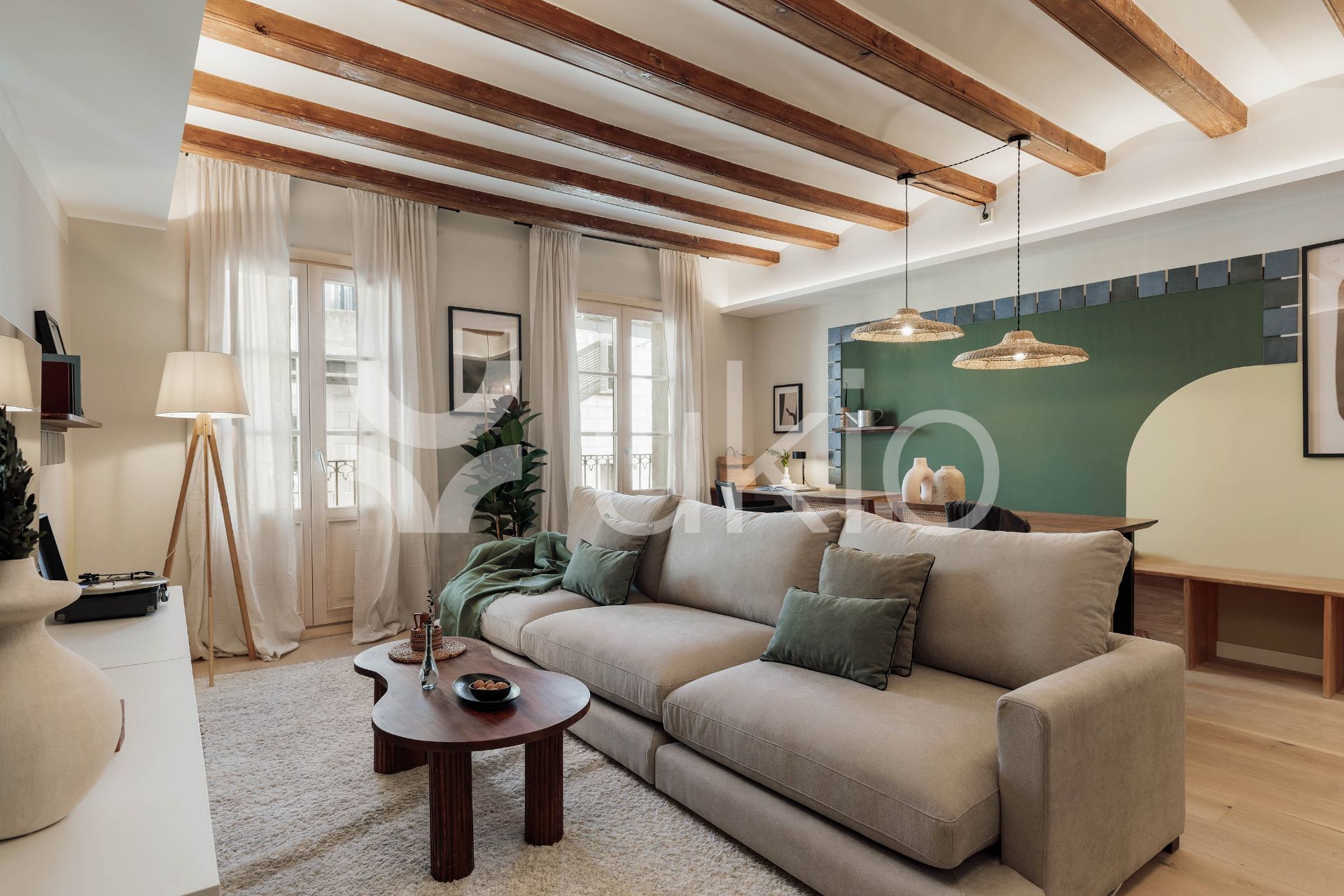 Sala d'estar de Apartament de lloguer en  Barcelona Capital amb Aire condicionat, Calefacció i Moblat