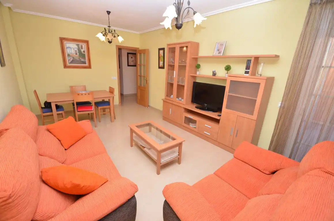 Sala de estar de Piso de alquiler en Roquetas de Mar con Terraza, Amueblado y Piscina comunitaria