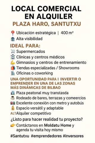 Local comercial en Alquiler en Santutxu - Basarrate