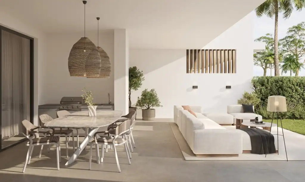 Sala de estar de Apartamento en venta en Estepona con Aire acondicionado, Calefacción y Jardín privado