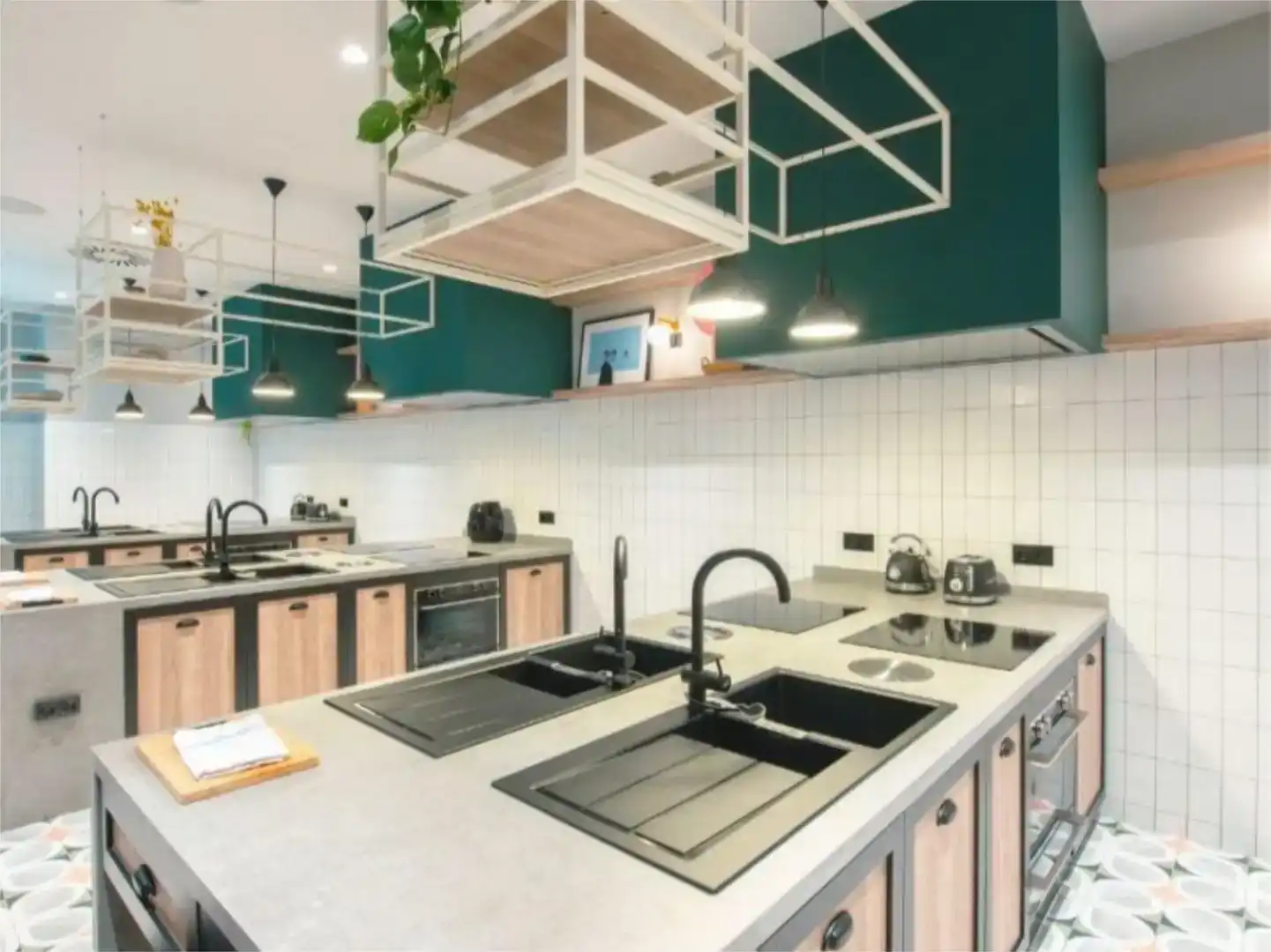 Küche von Wohnung zur Miete in Barcelona mit Klimaanlage, Privatgarten und Parkett