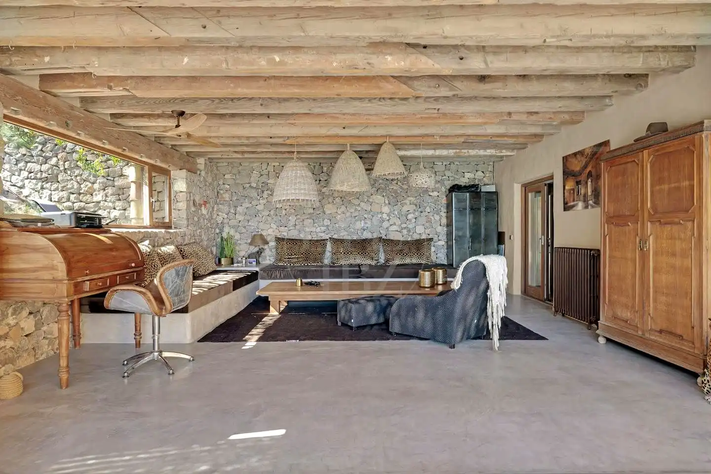 Wohnzimmer von Haus oder Chalet zur Miete in Sant Josep de sa Talaia mit Klimaanlage, Privatgarten und Schwimmbad