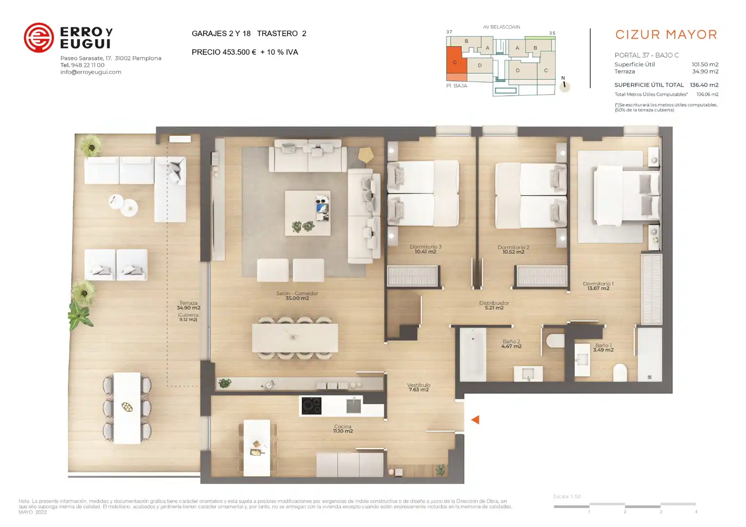 Planta baja en venta en Zizur Mayor / Zizur Nagusia con Calefacción, Terraza y Horno