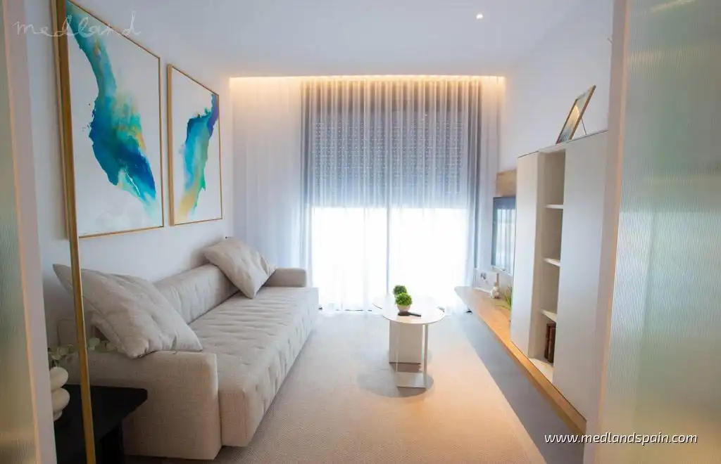 Sala d'estar de Apartament en venda en La Manga del Mar Menor amb Aire condicionat, Calefacció i Terrassa