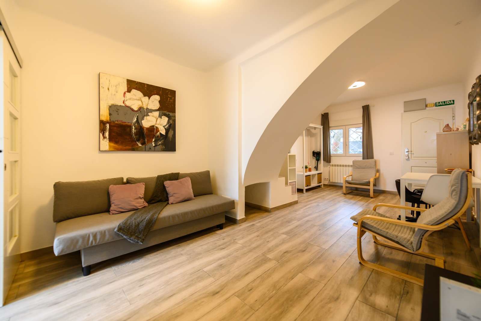 Sala de estar de Apartamento para compartir en  Madrid Capital con Aire acondicionado, Calefacción y Terraza